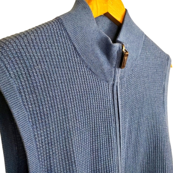 NWT Cremieux Knit Zip-Up Vest. Blue. LG - Picture 2 of 12